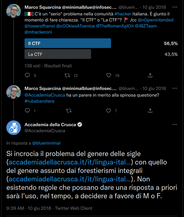 CTF - Richiesta di Squarcina alla Crusca